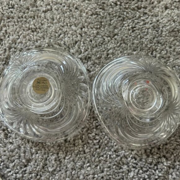 Vintage 1994 Italy 24% Lead Crystal Shell Candle Holders w/White Tapers - Picture 8 of 9